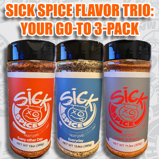 NEW LARGE Size Containers Sick Spice Flavor Trio:  Your Go-To 3-Pack