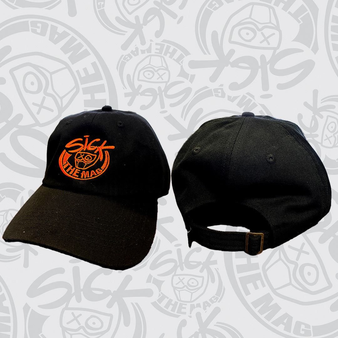 Black with Orange Logo Buckle Hat